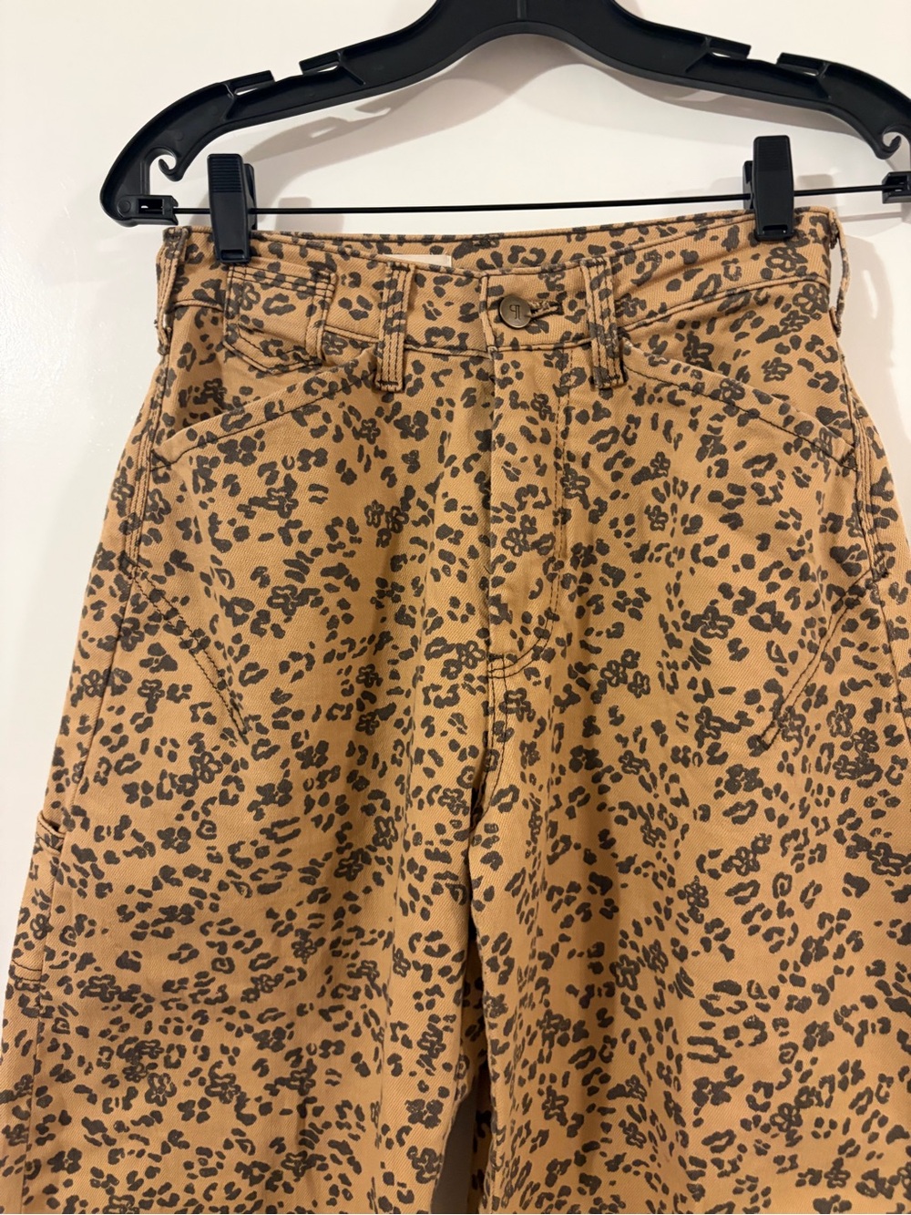 Pilcro Wide-Leg Leopard Print Pants in Tan and Black - Picture 2 of 4